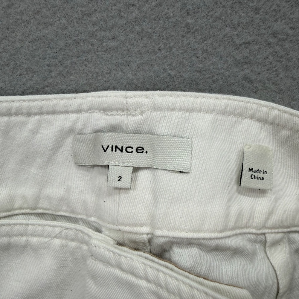 Vince High Waisted Shorts Women 2 White Canvas Pockets Linen Blend Pleated Front - Picture 7 of 10